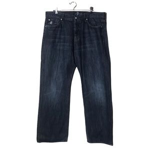 7 FOR ALL MANKIND Jeans Men's Straight Leg Lightly Distressed Dark Wash Size 36